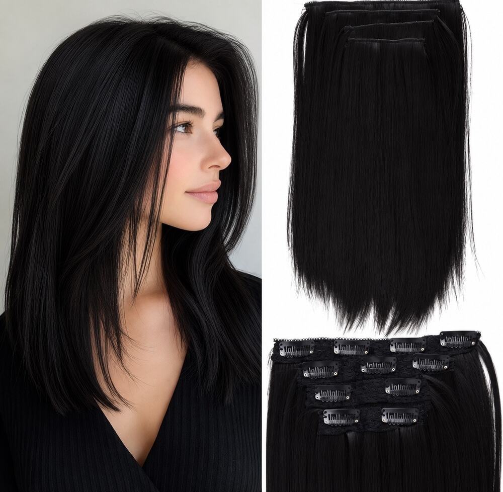 5 piece 18” black human hair extensions